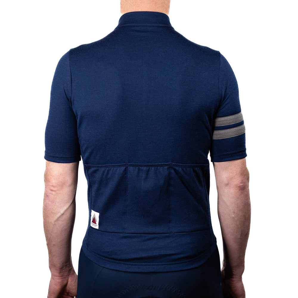 Every-Season Short Sleeve Merino Wool Cycling Jersey - Atlantic Blue - Pinebury
