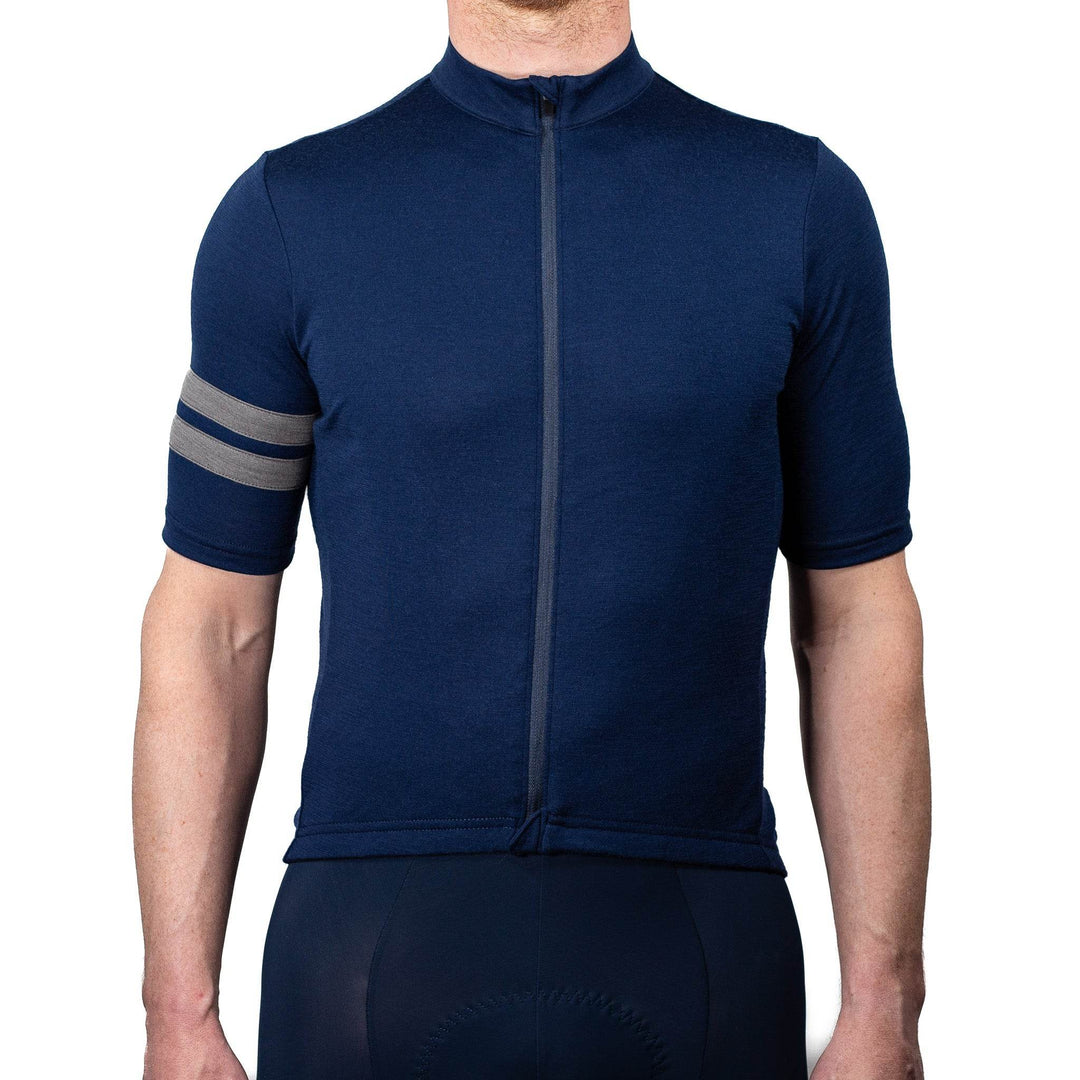 Every-Season Short Sleeve Merino Wool Cycling Jersey - Atlantic Blue - Pinebury