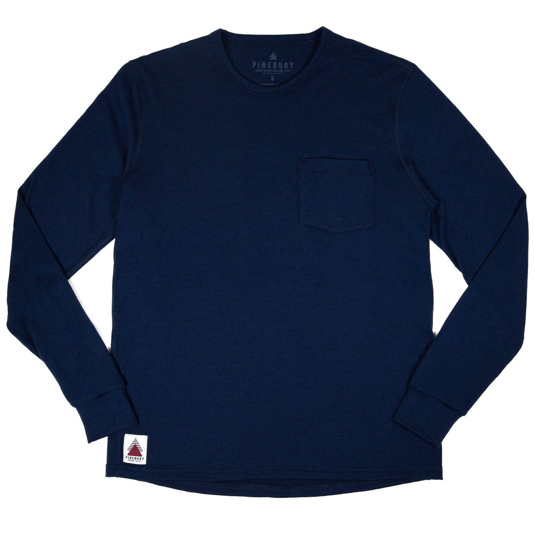 Every-Season Long Sleeve Merino Wool Pocket Tee - Atlantic Blue - Pinebury