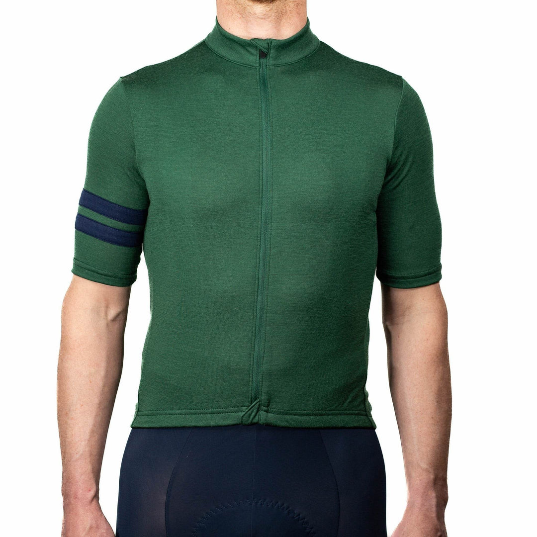 Every-Season Short Sleeve Merino Wool Cycling Jersey - Pine - Pinebury