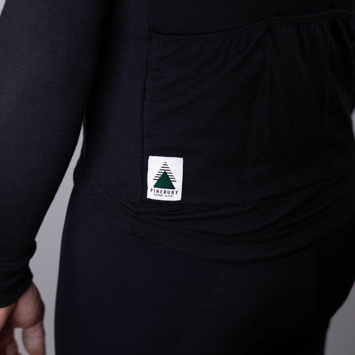 Grafton Long Sleeve Merino Wool Cycling Jersey - Black - Pinebury