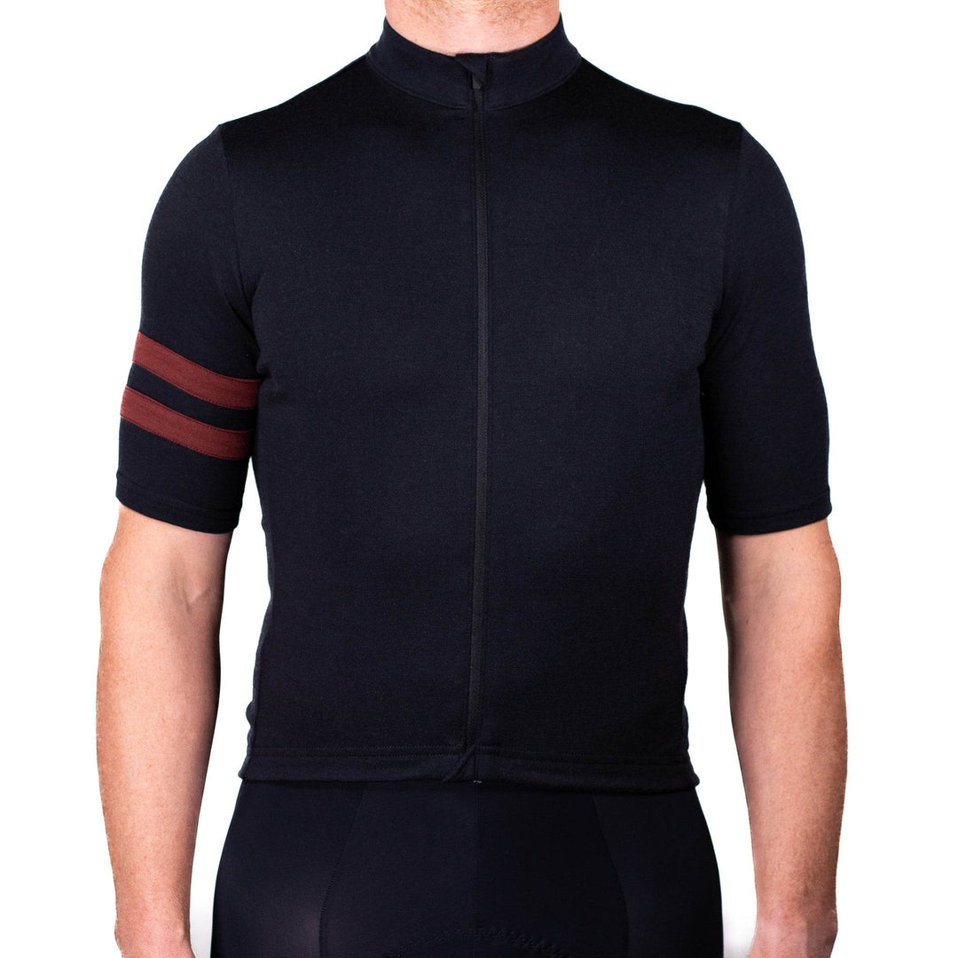 Grafton Short Sleeve Merino Wool Cycling Jersey - Black (Final Sale) - Pinebury