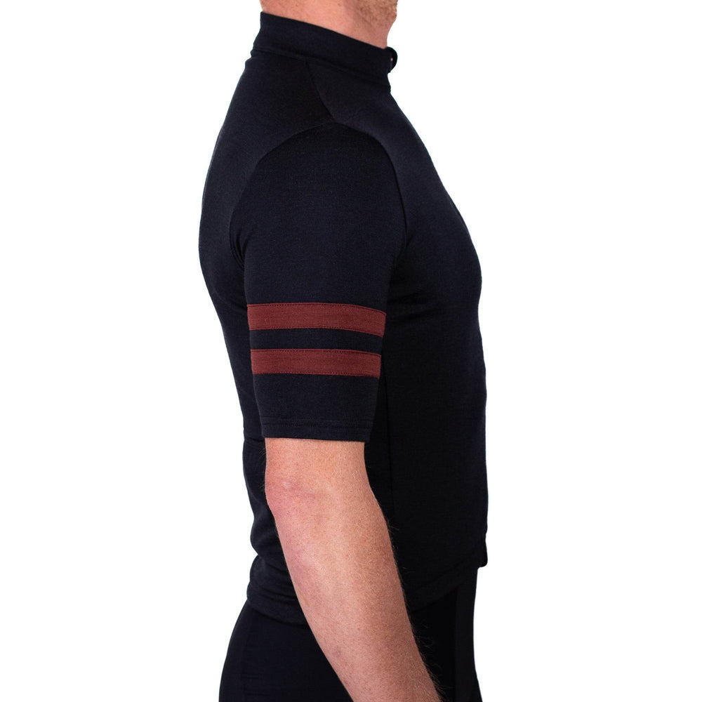 Grafton Short Sleeve Merino Wool Cycling Jersey - Black (Final Sale) - Pinebury