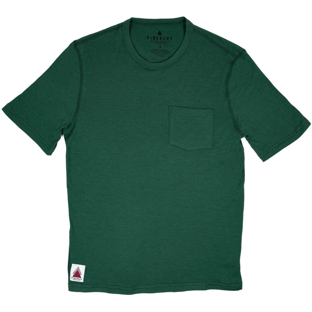 Every-Season Short Sleeve Merino Wool Pocket Tee - Pine - Pinebury