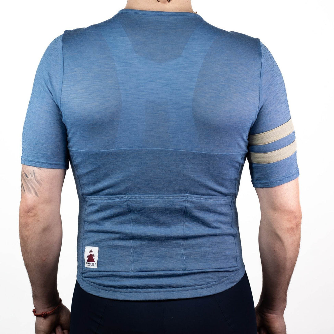 Summer Wool Short Sleeve Cycling Jersey - Faded Blue - Pinebury
