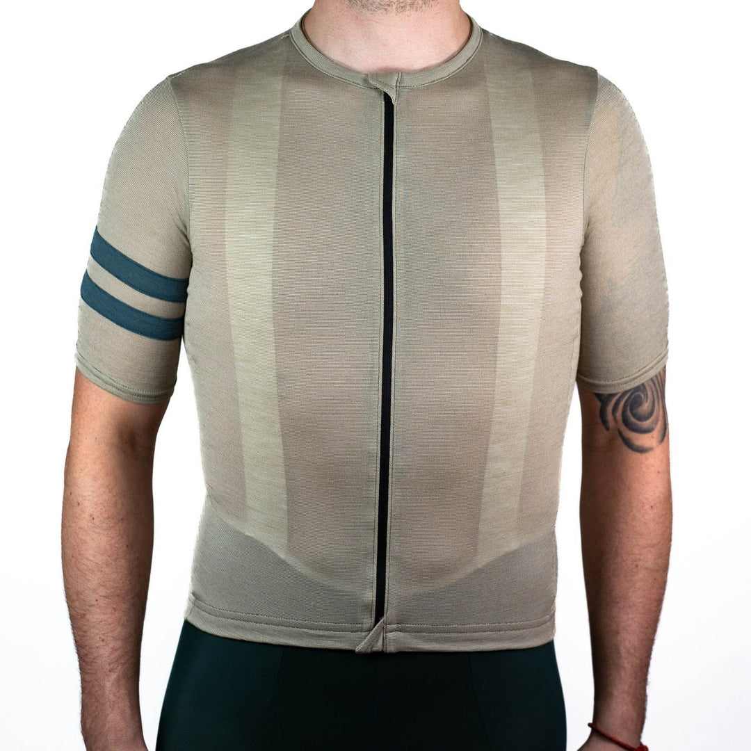 Summer Wool Short Sleeve Cycling Jersey - Khaki - Pinebury