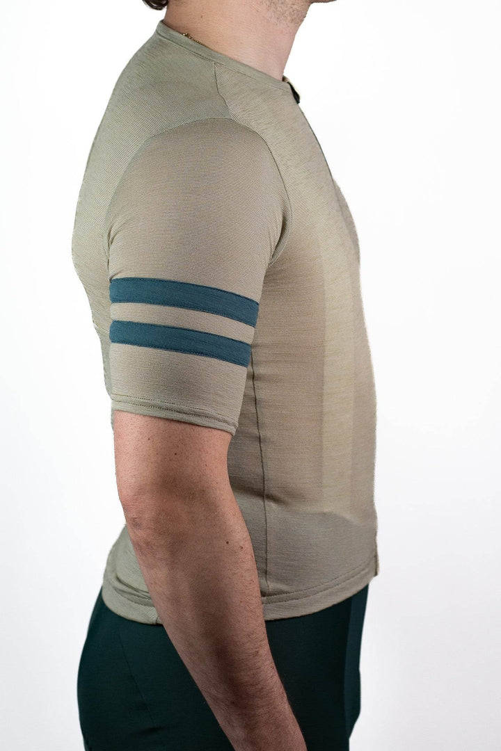 Summer Wool Short Sleeve Cycling Jersey - Khaki - Pinebury