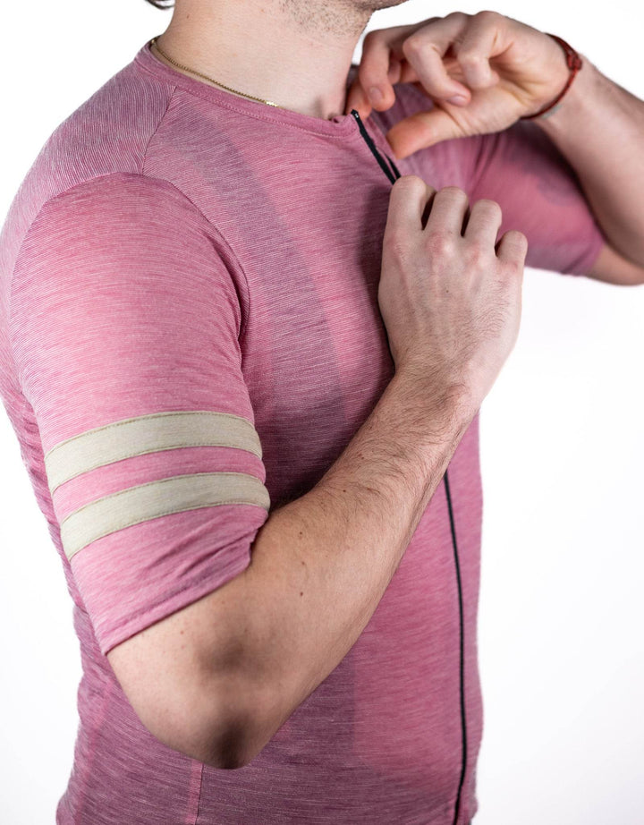 Summer Wool Short Sleeve Cycling Jersey - Rose - Pinebury