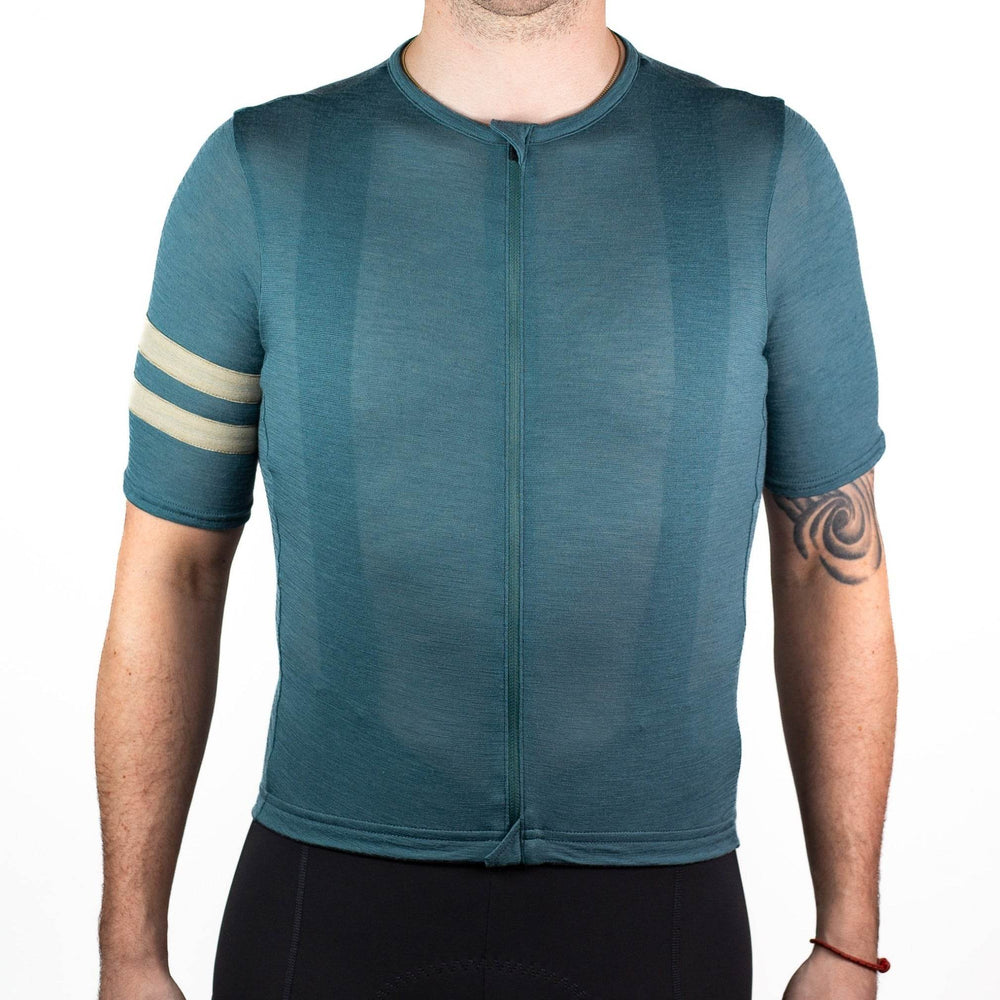 Summer Wool Short Sleeve Cycling Jersey - Silver Pine - Pinebury