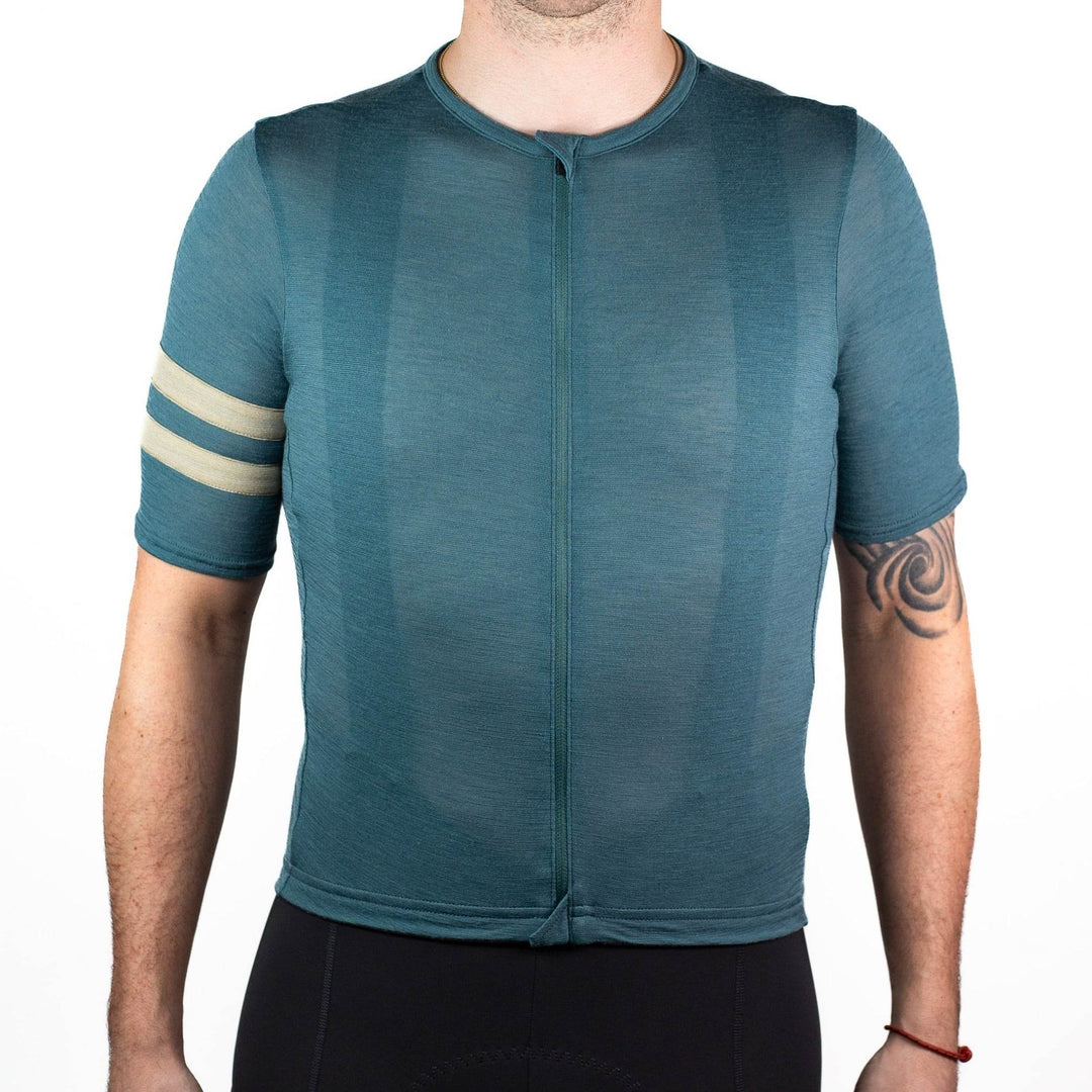 Summer Wool Short Sleeve Cycling Jersey - Silver Pine - Pinebury