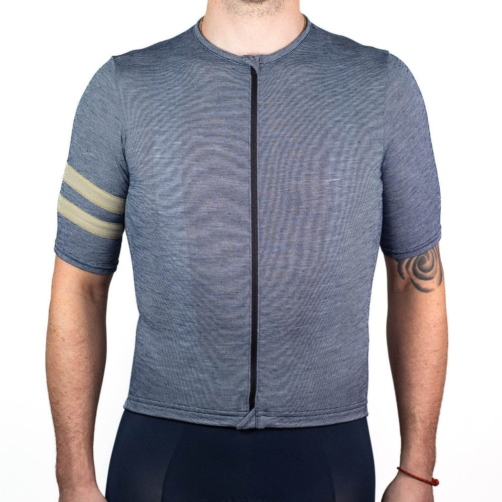 Summer Wool Short Sleeve Cycling Jersey - Steel Blue - Pinebury