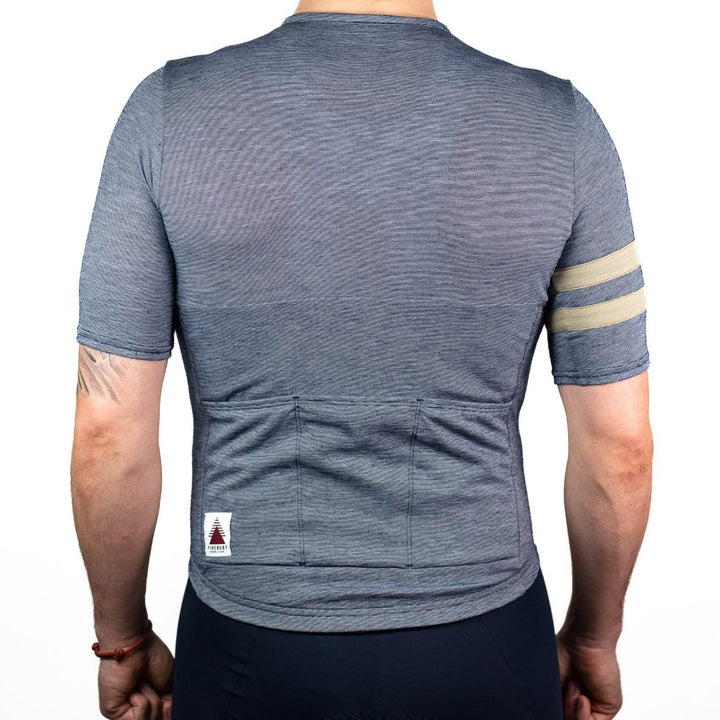 Summer Wool Short Sleeve Cycling Jersey - Steel Blue - Pinebury