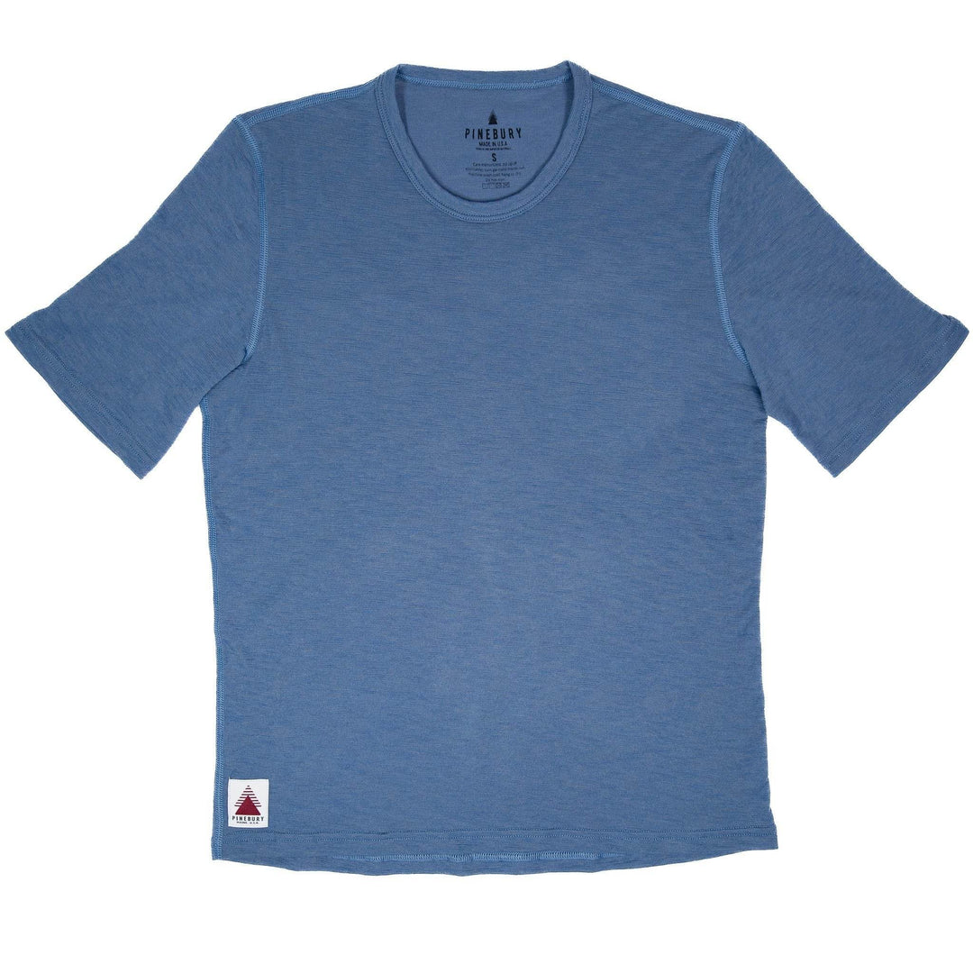 Summer Wool Short Sleeve Merino Wool Tee - Faded Blue - Pinebury