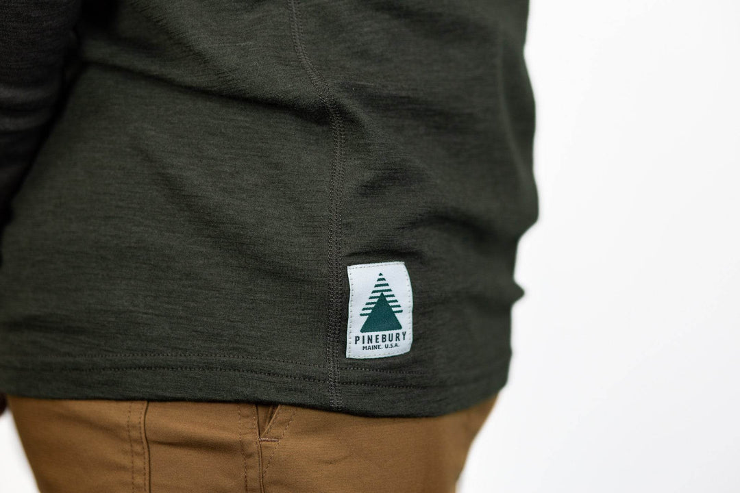 Every-Season Long Sleeve Merino Wool Pocket Tee - Peat - Pinebury