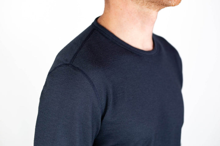 Every-Season Long Sleeve Merino Wool Tee - Midnight - Pinebury