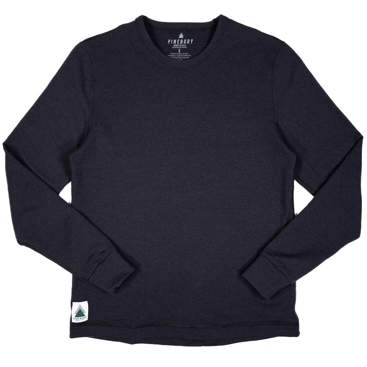 Winter Wool Long Sleeve Merino Wool Crewneck Pullover - Black - Pinebury