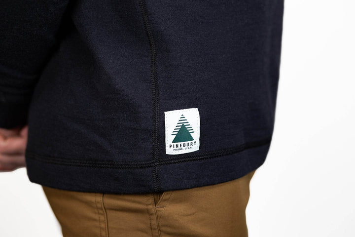 Winter Wool Long Sleeve Merino Wool Crewneck Pullover - Black - Pinebury