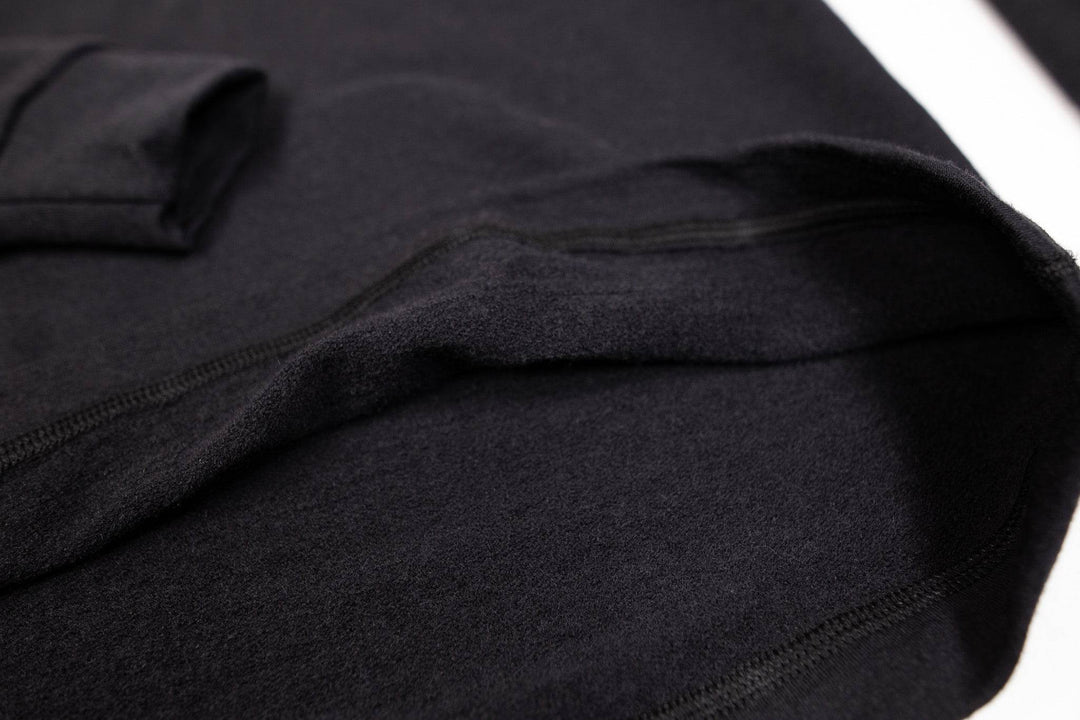 Winter Wool Long Sleeve Merino Wool Crewneck Pullover - Black - Pinebury