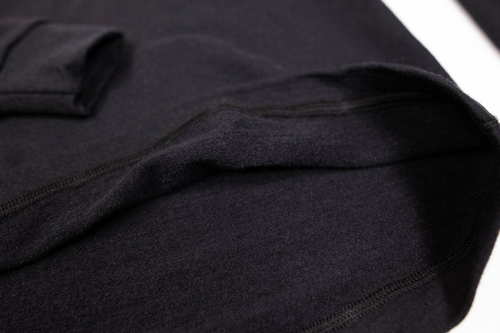 Winter Wool Long Sleeve Merino Wool Crewneck Pullover - Black - Pinebury
