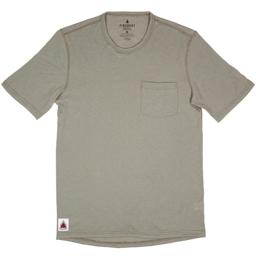 Summer Wool Short Sleeve Merino Wool Pocket Tee - Khaki - Pinebury