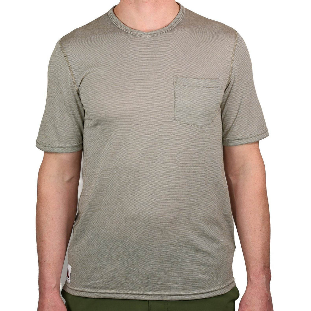 Summer Wool Short Sleeve Merino Wool Pocket Tee - Khaki - Pinebury