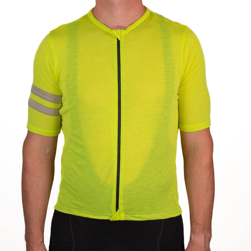 Summer Wool Short Sleeve Cycling Jersey - Lime - Pinebury