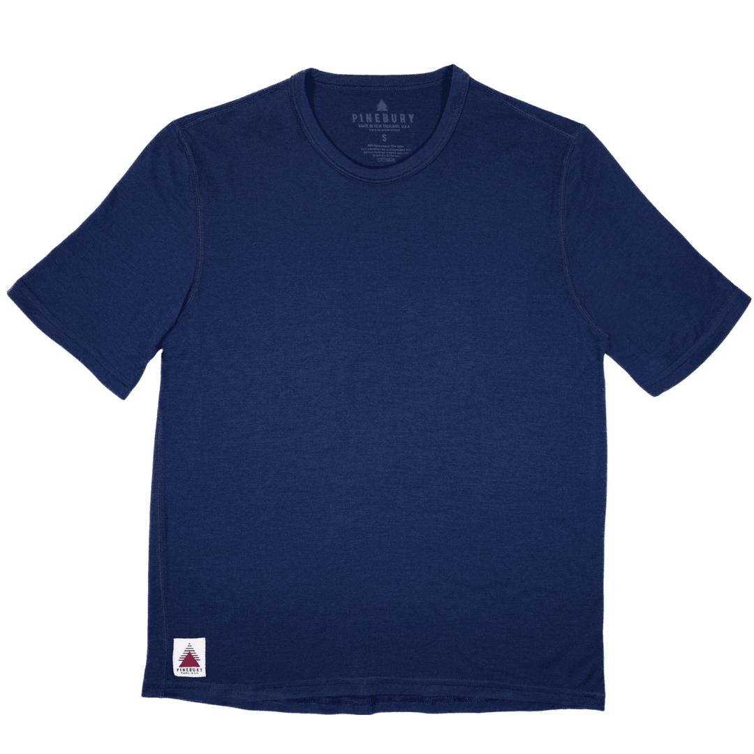 Every-Season Short Sleeve Merino Wool Tee - Atlantic Blue - Pinebury