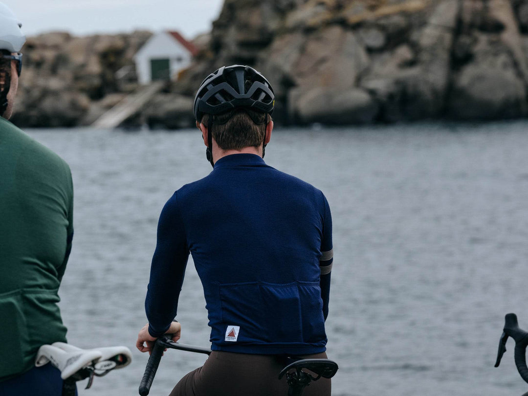 Every-Season Long Sleeve Merino Wool Cycling Jersey - Atlantic Blue - Pinebury