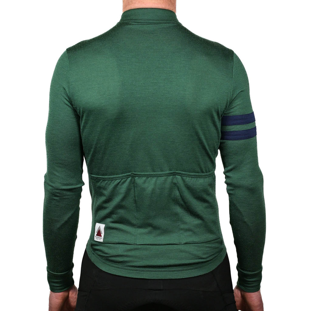 Every-Season Long Sleeve Merino Wool Cycling Jersey - Pine - Pinebury