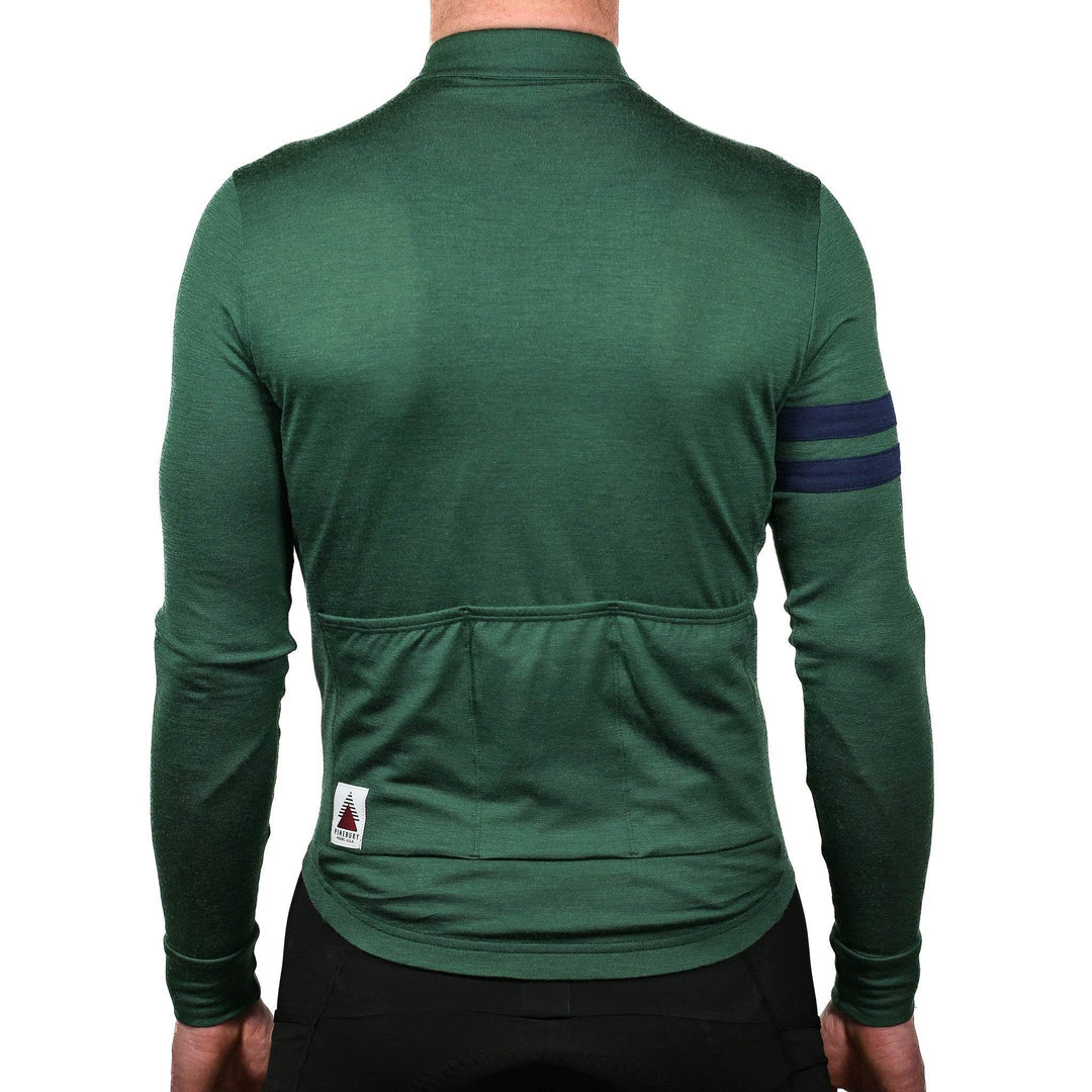 Every-Season Long Sleeve Merino Wool Cycling Jersey - Pine - Pinebury