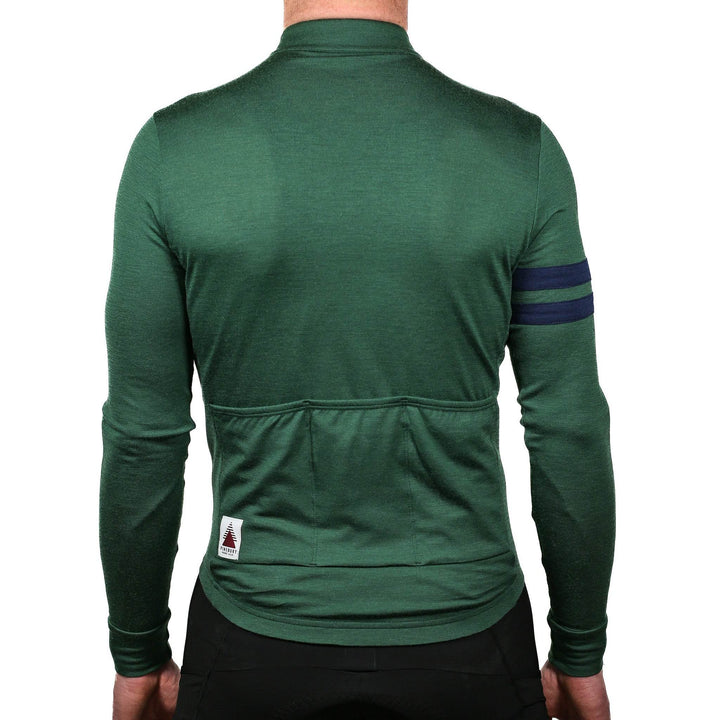 Every-Season Long Sleeve Merino Wool Cycling Jersey - Pine - Pinebury