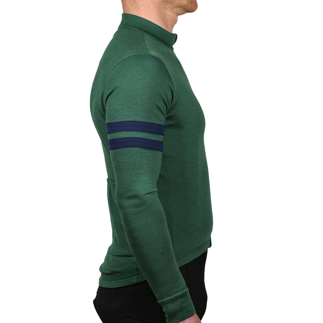 Every-Season Long Sleeve Merino Wool Cycling Jersey - Pine - Pinebury