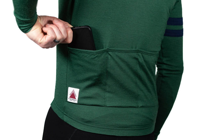 Every-Season Long Sleeve Merino Wool Cycling Jersey - Pine - Pinebury