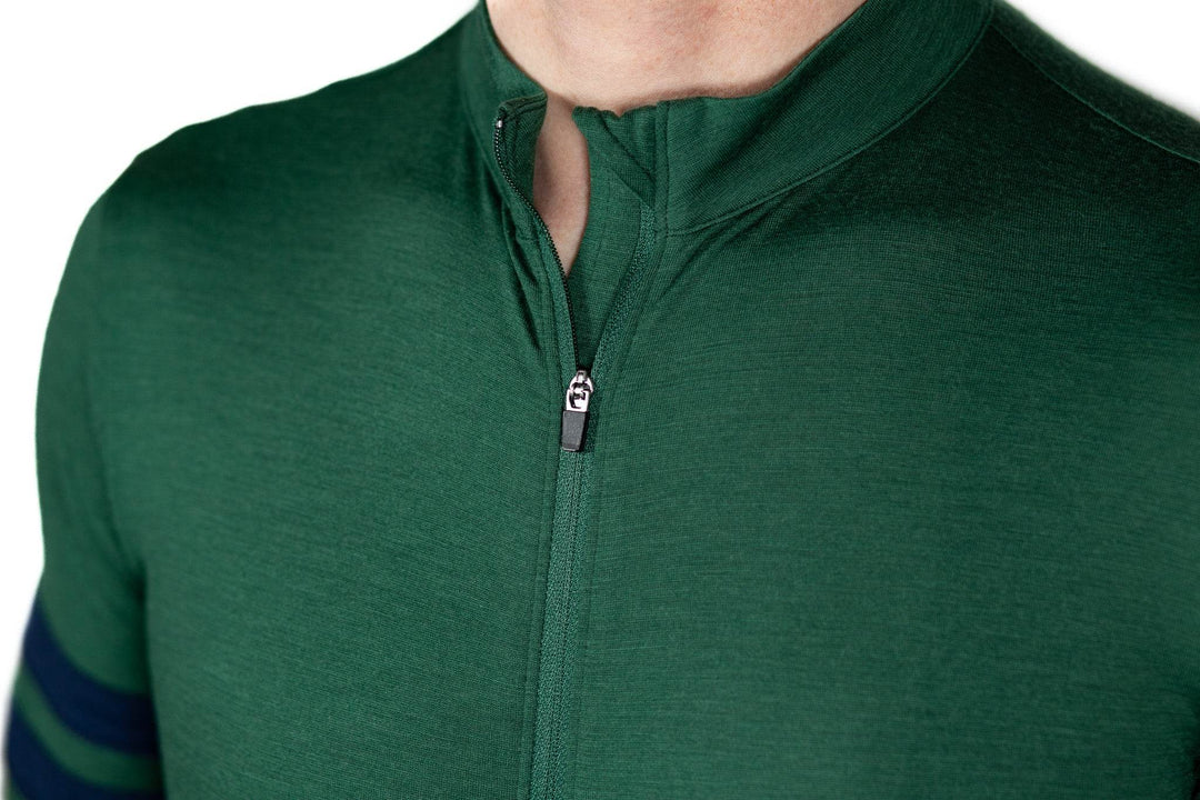 Every-Season Long Sleeve Merino Wool Cycling Jersey - Pine - Pinebury