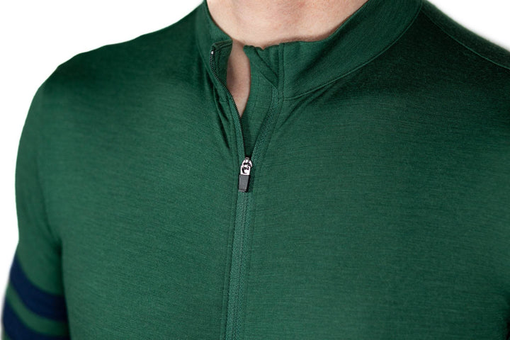Every-Season Long Sleeve Merino Wool Cycling Jersey - Pine - Pinebury