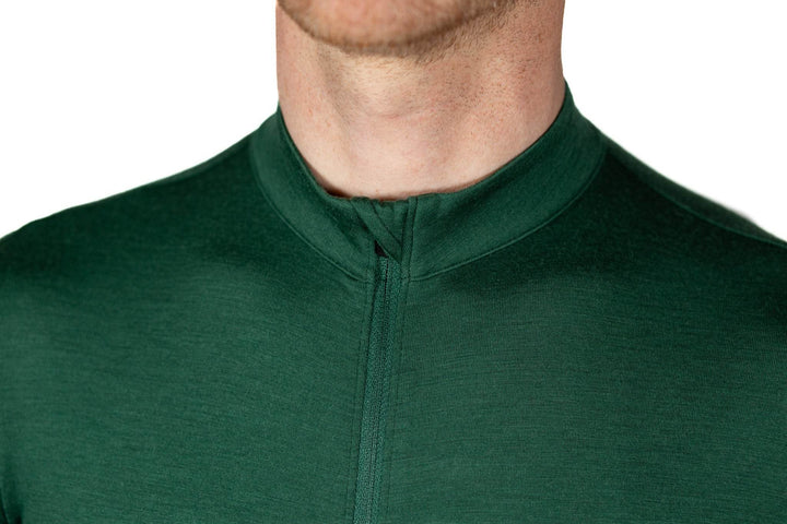 Every-Season Long Sleeve Merino Wool Cycling Jersey - Pine - Pinebury