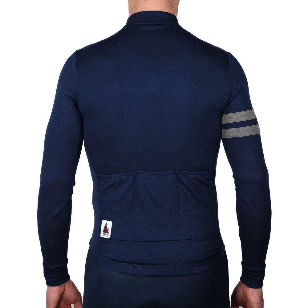 Every-Season Long Sleeve Merino Wool Cycling Jersey - Atlantic Blue - Pinebury