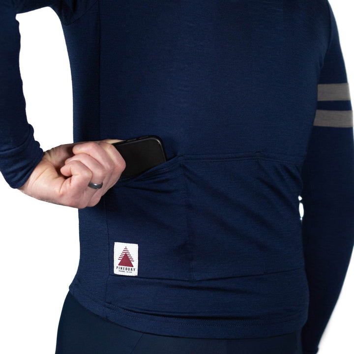 Every-Season Long Sleeve Merino Wool Cycling Jersey - Atlantic Blue - Pinebury