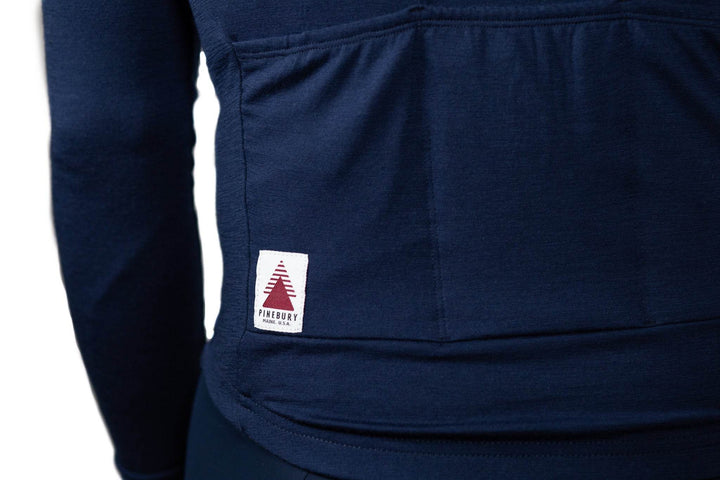 Every-Season Long Sleeve Merino Wool Cycling Jersey - Atlantic Blue - Pinebury