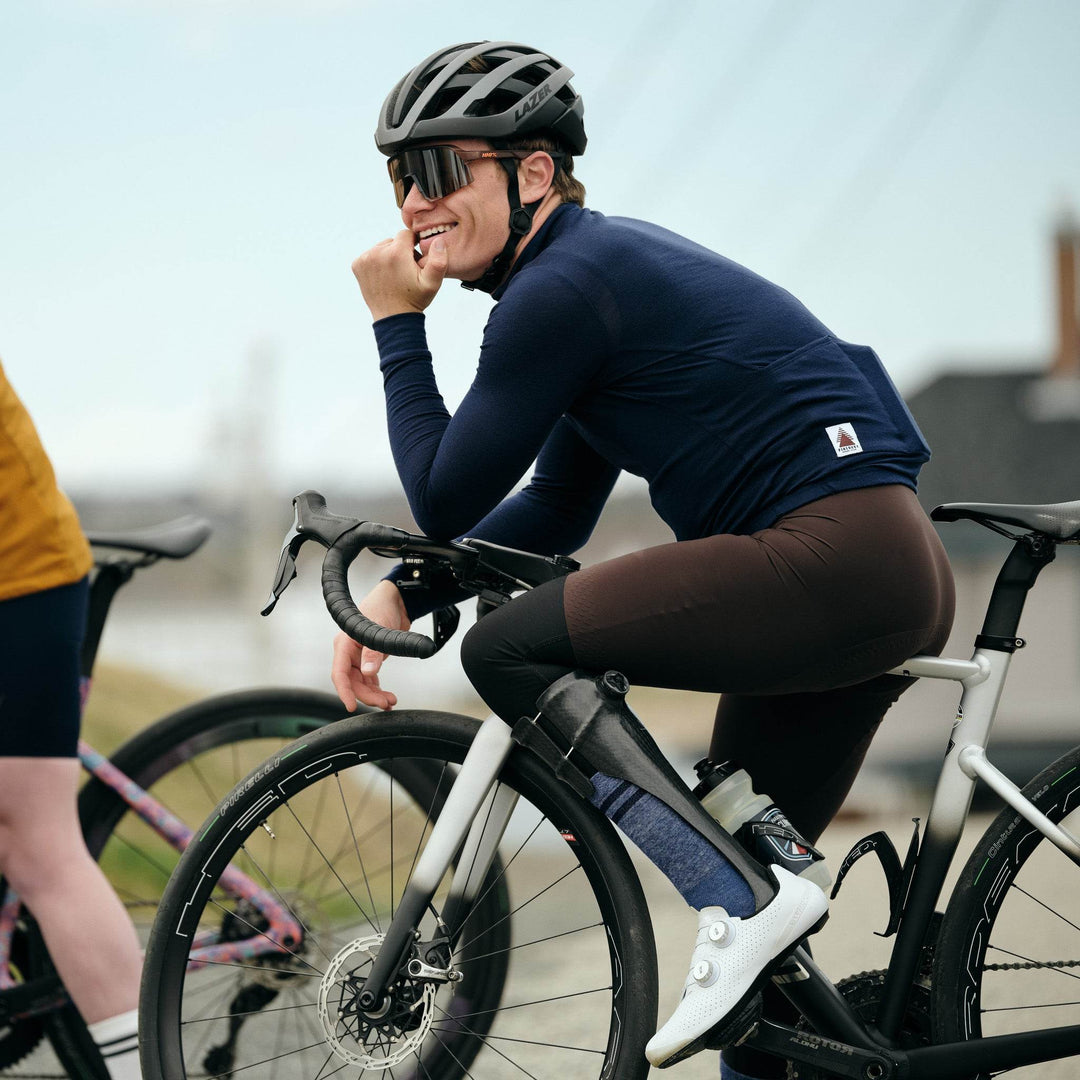 Every-Season Long Sleeve Merino Wool Cycling Jersey - Atlantic Blue - Pinebury