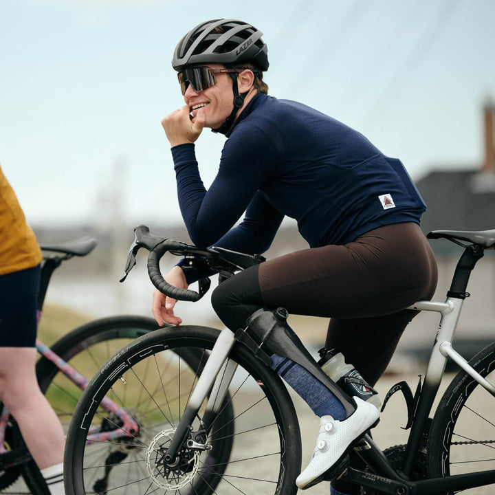 Every-Season Long Sleeve Merino Wool Cycling Jersey - Atlantic Blue - Pinebury