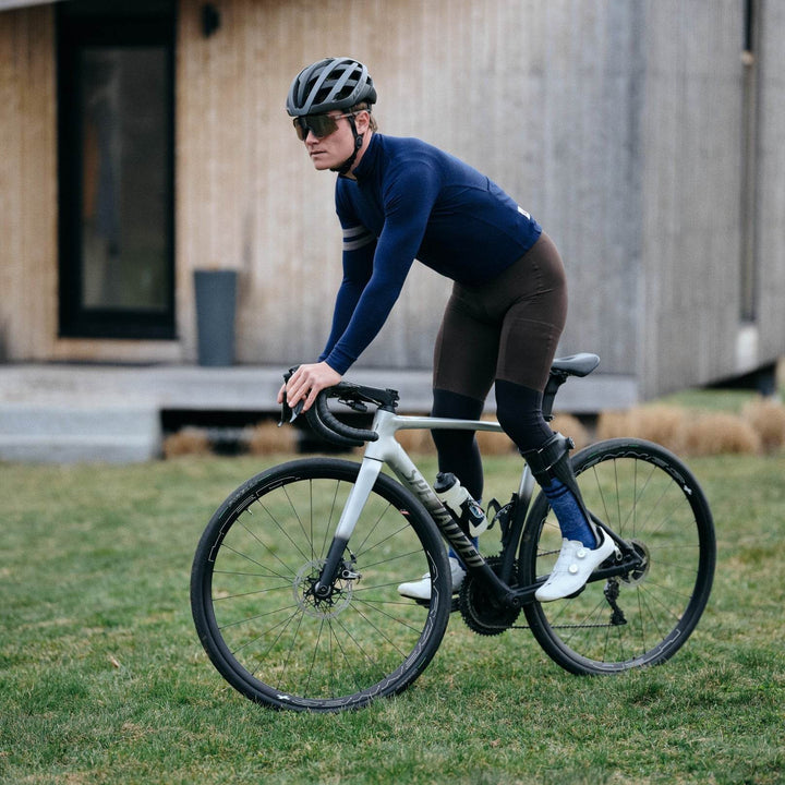 Every-Season Long Sleeve Merino Wool Cycling Jersey - Atlantic Blue - Pinebury
