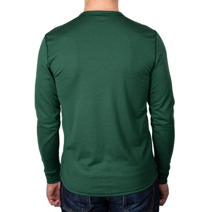 Every-Season Long Sleeve Merino Wool Pocket Tee - Pine - Pinebury
