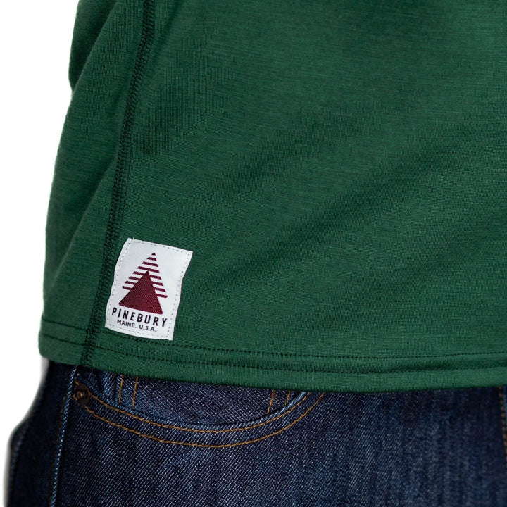 Every-Season Long Sleeve Merino Wool Pocket Tee - Pine - Pinebury