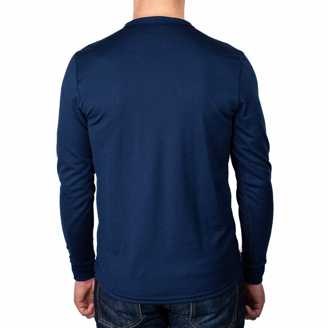 Every-Season Long Sleeve Merino Wool Pocket Tee - Atlantic Blue - Pinebury