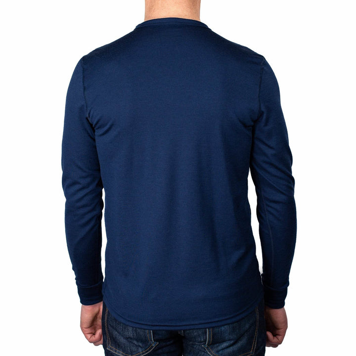 Every-Season Long Sleeve Merino Wool Pocket Tee - Atlantic Blue - Pinebury