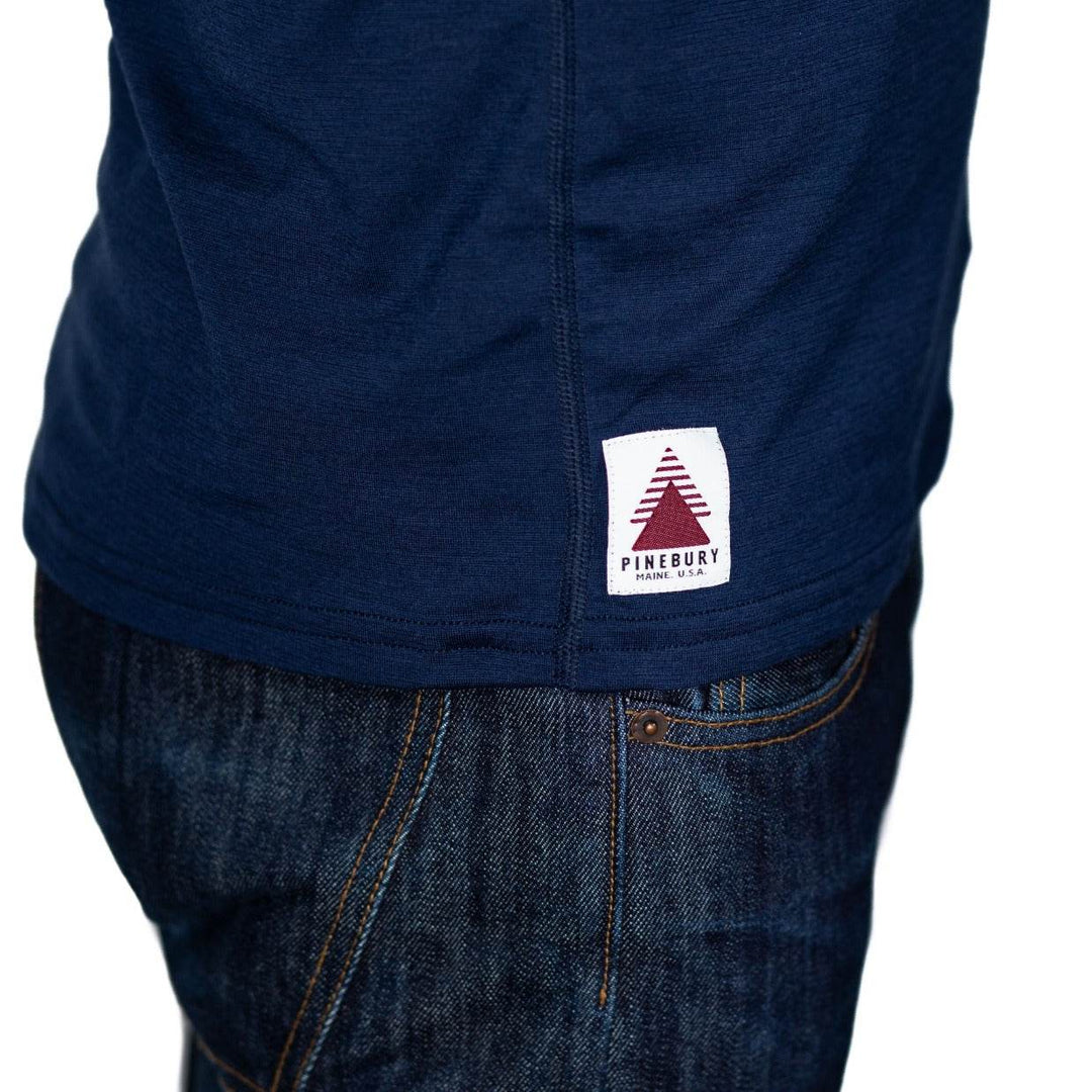 Every-Season Long Sleeve Merino Wool Pocket Tee - Atlantic Blue - Pinebury