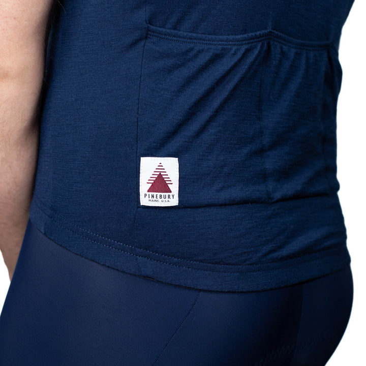 Every-Season Short Sleeve Merino Wool Cycling Jersey - Atlantic Blue - Pinebury