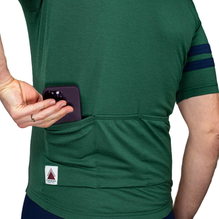 Every-Season Short Sleeve Merino Wool Cycling Jersey - Pine - Pinebury