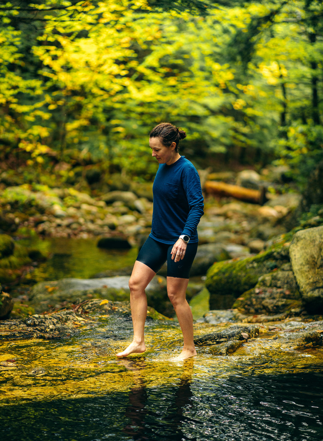 Every-Season Long Sleeve Merino Wool Pocket Tee - Atlantic Blue